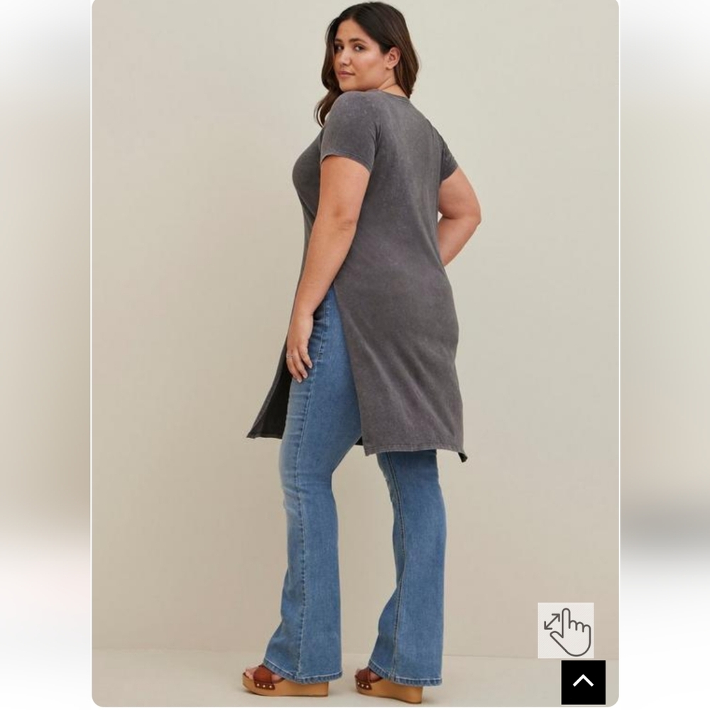 Host Pick๐๐Torrid Bon Jovi Gray Cotton Wash Split Tunic - Picture 5 of 7